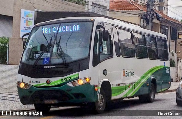 Viação Piracicabana Santos 5802 na cidade de Santos, São Paulo, Brasil, por Davi Cesar. Número da foto: #13139271.