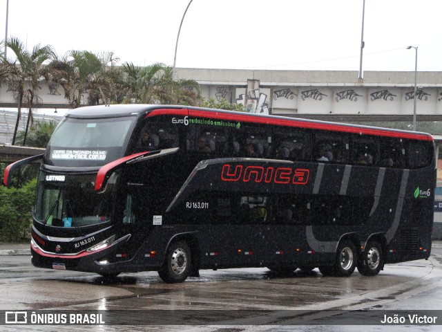 Transportes Única Petrópolis RJ 163.011 na cidade de Rio de Janeiro, Rio de Janeiro, Brasil, por João Victor. Número da foto: #13141821.