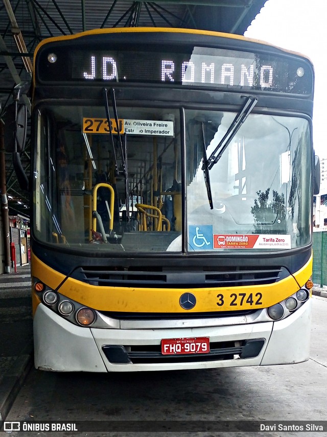 Viação Metrópole Paulista - Zona Leste 3 2742 na cidade de São Paulo, São Paulo, Brasil, por Davi Santos Silva. Número da foto: #13140710.