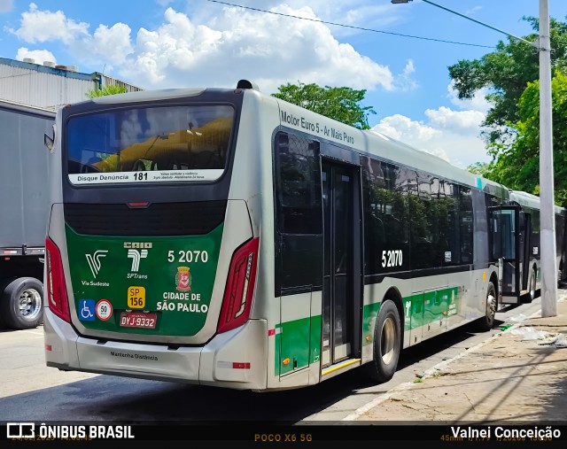 Via Sudeste Transportes S.A. 5 2070 na cidade de São Paulo, São Paulo, Brasil, por Valnei Conceição. Número da foto: #13144703.