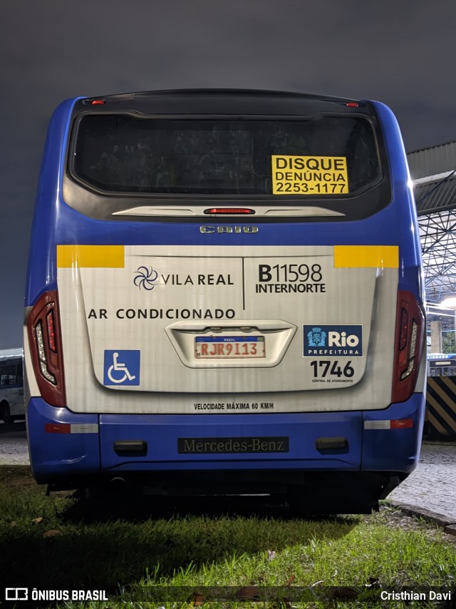 Viação Vila Real B11598 na cidade de Rio de Janeiro, Rio de Janeiro, Brasil, por Cristhian Davi. Número da foto: #13142512.