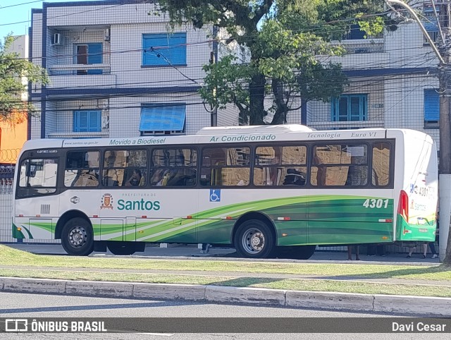 Viação Piracicabana Santos 4301 na cidade de Santos, São Paulo, Brasil, por Davi Cesar. Número da foto: #13143122.