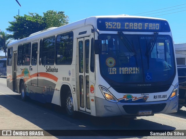 Auto Viação Salineira RJ 111.001 na cidade de Cabo Frio, Rio de Janeiro, Brasil, por Samuel Da Silva. Número da foto: #13145574.