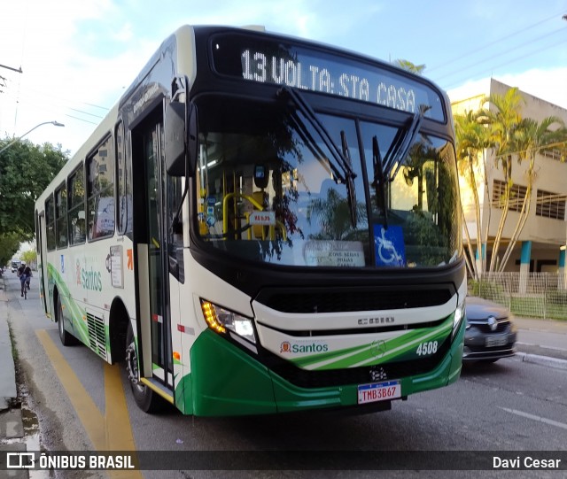 Viação Piracicabana Santos 4508 na cidade de Santos, São Paulo, Brasil, por Davi Cesar. Número da foto: #13147549.