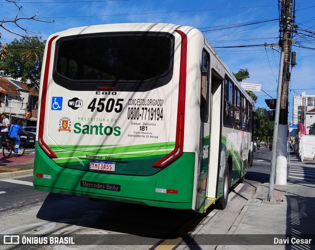 Viação Piracicabana Santos 4505 na cidade de Santos, São Paulo, Brasil, por Davi Cesar. Número da foto: #13147004.