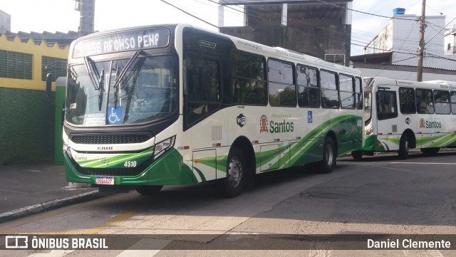 Viação Piracicabana Santos 4510 na cidade de Santos, São Paulo, Brasil, por Daniel Clemente. Número da foto: #13147497.