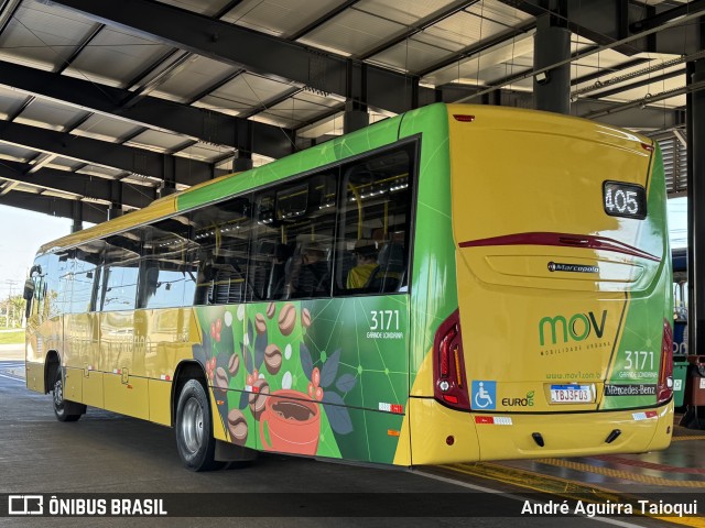 TCGL - Transportes Coletivos Grande Londrina 3171 na cidade de Londrina, Paraná, Brasil, por André Aguirra Taioqui. Número da foto: #13145802.