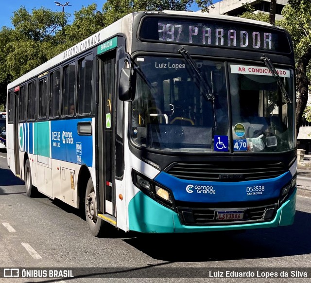 Transportes Campo Grande D53538 na cidade de Rio de Janeiro, Rio de Janeiro, Brasil, por Luiz Eduardo Lopes da Silva. Número da foto: #13095993.
