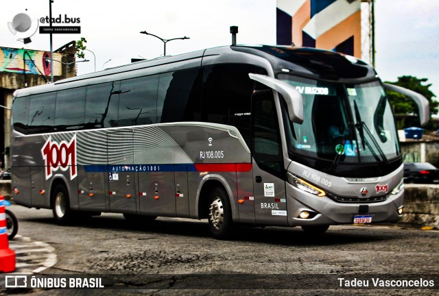 Auto Viação 1001 RJ 108.005 na cidade de Rio de Janeiro, Rio de Janeiro, Brasil, por Tadeu Vasconcelos. Número da foto: #13098654.