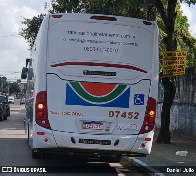 TBS - Travel Bus Service > Transnacional Fretamento 07452 na cidade de Recife, Pernambuco, Brasil, por Daniel  Julio. Número da foto: #13150388.