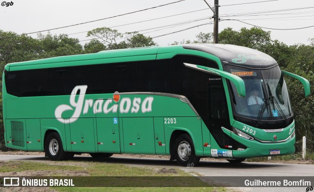 Viação Graciosa 2203 na cidade de Pontal do Paraná, Paraná, Brasil, por Guilherme Bomfim. Número da foto: #13150267.