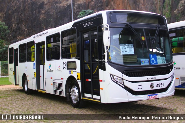 Onicamp Transporte Coletivo 4951 na cidade de Campinas, São Paulo, Brasil, por Paulo Henrique Pereira Borges. Número da foto: #13150470.