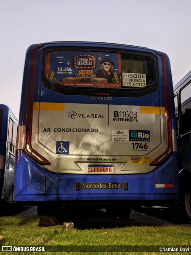 Viação Vila Real B11603 na cidade de Rio de Janeiro, Rio de Janeiro, Brasil, por Cristhian Davi. Número da foto: #13151181.