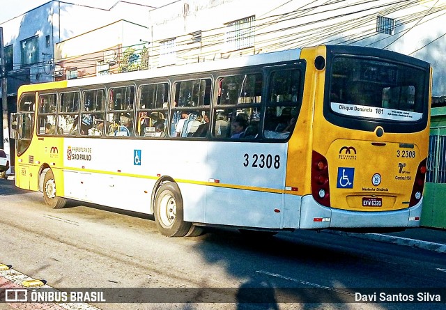 Viação Metrópole Paulista - Zona Leste 3 2308 na cidade de São Paulo, São Paulo, Brasil, por Davi Santos Silva. Número da foto: #13151055.