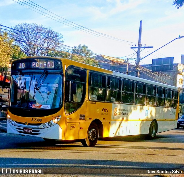 Viação Metrópole Paulista - Zona Leste 3 2308 na cidade de São Paulo, São Paulo, Brasil, por Davi Santos Silva. Número da foto: #13151044.