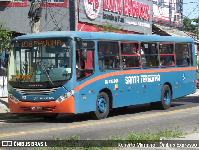 Empresa Santa Terezinha RJ 127.005 na cidade de São João de Meriti, Rio de Janeiro, Brasil, por Roberto Marinho - Ônibus Expresso. Número da foto: #13160784.