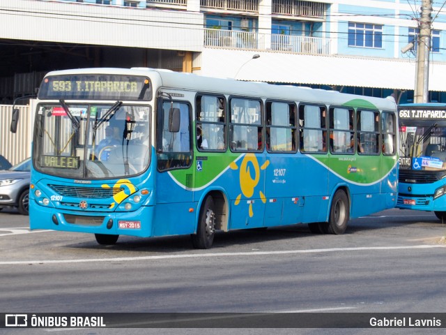 Viação Praia Sol 12107 na cidade de Vila Velha, Espírito Santo, Brasil, por Gabriel Lavnis. Número da foto: #13158482.