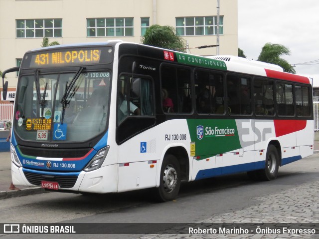 Expresso São Francisco RJ 130.008 na cidade de Mesquita, Rio de Janeiro, Brasil, por Roberto Marinho - Ônibus Expresso. Número da foto: #13163409.