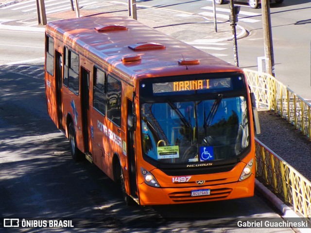 VCG - Viação Campos Gerais 1497 na cidade de Ponta Grossa, Paraná, Brasil, por Gabriel Guachineski. Número da foto: #13163742.