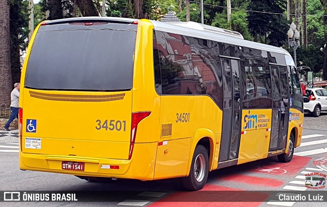 Transporte Coletivo Estrela 34501 na cidade de Florianópolis, Santa Catarina, Brasil, por Claudio Luiz. Número da foto: #13167735.