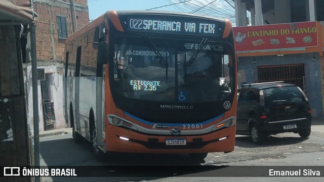 Auto Ônibus São João 22001 na cidade de Feira de Santana, Bahia, Brasil, por Emanuel Silva. Número da foto: #13165001.
