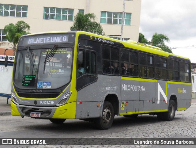 Viação Nilopolitana RJ 123.039 na cidade de Mesquita, Rio de Janeiro, Brasil, por Leandro de Sousa Barbosa. Número da foto: #13164791.
