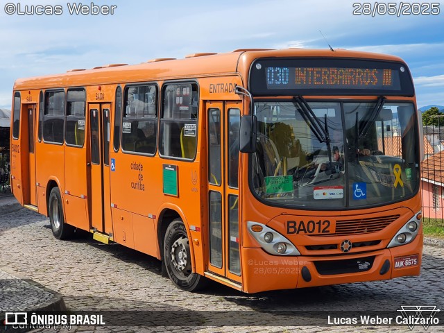 Transporte Coletivo Glória BA012 na cidade de Curitiba, Paraná, Brasil, por Lucas Weber Calizario. Número da foto: #13165093.