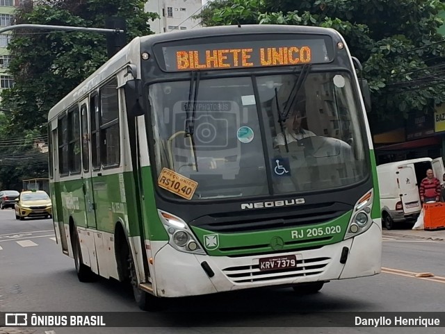 Viação Vera Cruz RJ 205.020 na cidade de Rio de Janeiro, Rio de Janeiro, Brasil, por Danyllo Henrique. Número da foto: #13166009.