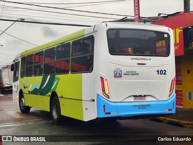 Êxodo Bus Transportes e Serviços 102 na cidade de Praia Grande, São Paulo, Brasil, por Carlos Eduardo. Número da foto: #13171651.