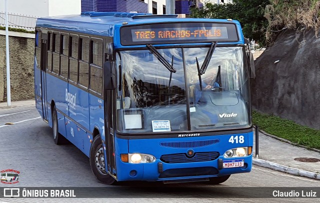 Biguaçu Transportes Coletivos Administração e Participação 418 na cidade de Florianópolis, Santa Catarina, Brasil, por Claudio Luiz. Número da foto: #13172954.