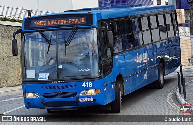 Biguaçu Transportes Coletivos Administração e Participação 418 na cidade de Florianópolis, Santa Catarina, Brasil, por Claudio Luiz. Número da foto: #13172949.