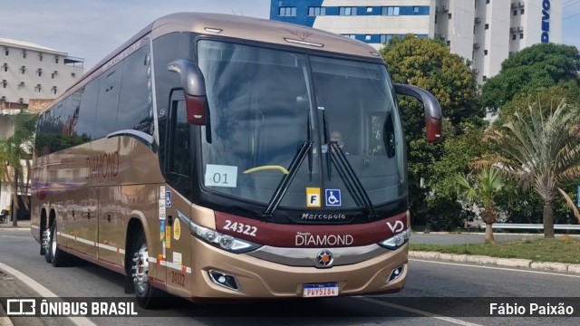 Viação Diamond Turismo 24322 na cidade de Aparecida, São Paulo, Brasil, por Fábio Paixão. Número da foto: #13101718.