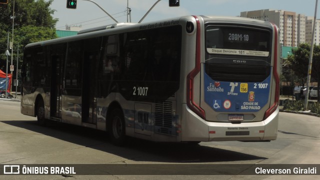 Sambaíba Transportes Urbanos 2 1007 na cidade de São Paulo, São Paulo, Brasil, por Cleverson Giraldi. Número da foto: #13101032.