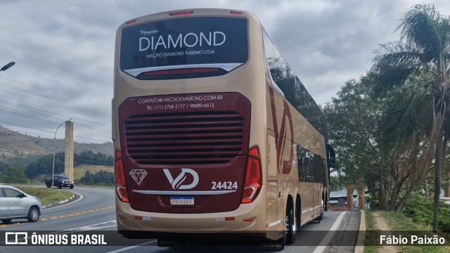 Viação Diamond Turismo 24424 na cidade de Aparecida, São Paulo, Brasil, por Fábio Paixão. Número da foto: #13101741.