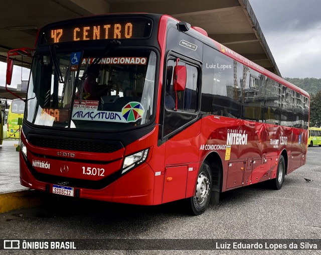 Viação Araçatuba 1.5.012 na cidade de Niterói, Rio de Janeiro, Brasil, por Luiz Eduardo Lopes da Silva. Número da foto: #13102978.