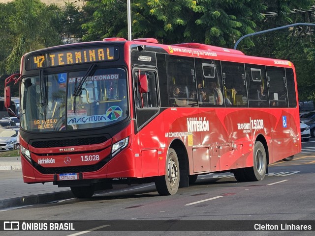 Viação Araçatuba 1.5.028 na cidade de Niterói, Rio de Janeiro, Brasil, por Cleiton Linhares. Número da foto: #13103629.