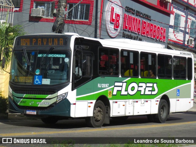 Transportes Flores RJ 128.167 na cidade de São João de Meriti, Rio de Janeiro, Brasil, por Leandro de Sousa Barbosa. Número da foto: #13105461.