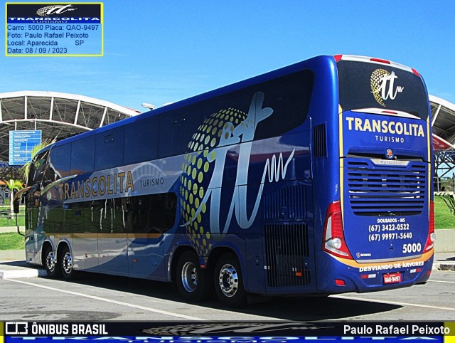 Transcolita Turismo 5000 na cidade de Aparecida, São Paulo, Brasil, por Paulo Rafael Peixoto. Número da foto: #13111161.