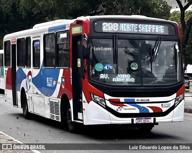 Viação Pavunense B32593 na cidade de Rio de Janeiro, Rio de Janeiro, Brasil, por Luiz Eduardo Lopes da Silva. Número da foto: #13111100.