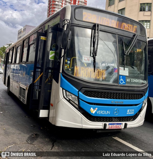 Viação Verdun B71019 na cidade de Rio de Janeiro, Rio de Janeiro, Brasil, por Luiz Eduardo Lopes da Silva. Número da foto: #13111090.