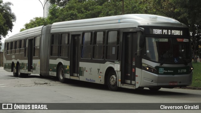 Via Sudeste Transportes S.A. 5 2759 na cidade de São Paulo, São Paulo, Brasil, por Cleverson Giraldi. Número da foto: #13110542.