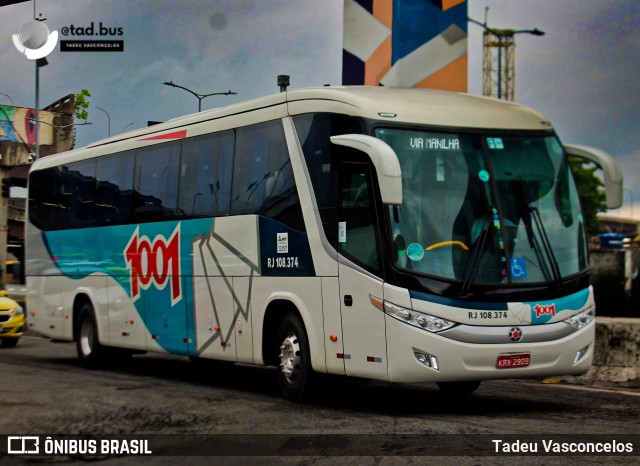 Auto Viação 1001 RJ 108.374 na cidade de Rio de Janeiro, Rio de Janeiro, Brasil, por Tadeu Vasconcelos. Número da foto: #13110508.