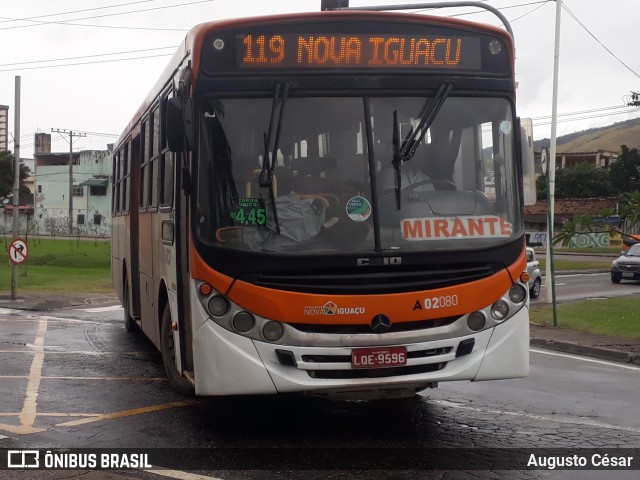 Viação Mirante A02080 na cidade de Nova Iguaçu, Rio de Janeiro, Brasil, por Augusto César. Número da foto: #13115118.