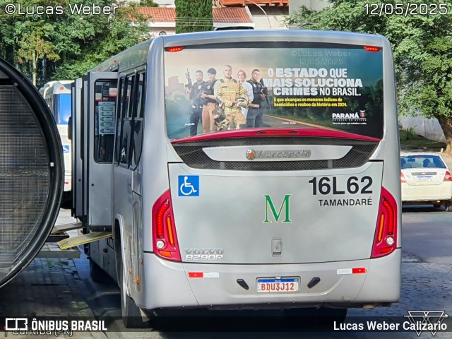 Viação Tamandaré 16L62 na cidade de Curitiba, Paraná, Brasil, por Lucas Weber Calizario. Número da foto: #13117425.