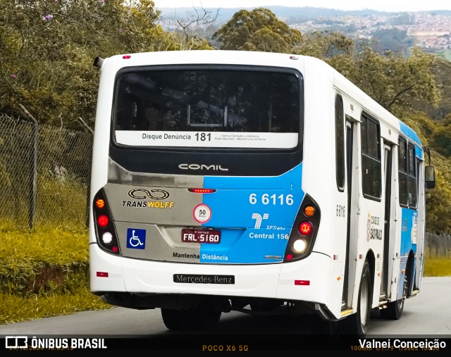 Transwolff Transportes e Turismo 6 6116 na cidade de São Paulo, São Paulo, Brasil, por Valnei Conceição. Número da foto: #13116841.