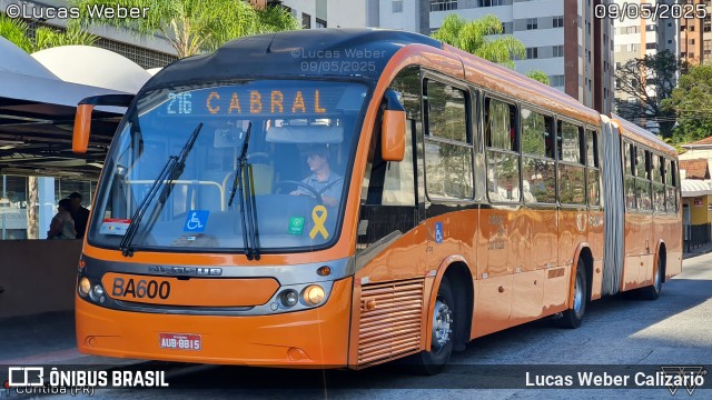 Transporte Coletivo Glória BA600 na cidade de Curitiba, Paraná, Brasil, por Lucas Weber Calizario. Número da foto: #13116192.