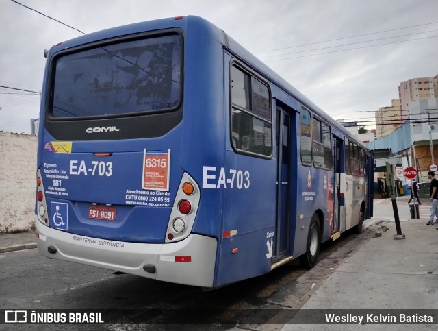 Expresso Amarelinho EA-703 na cidade de Sorocaba, São Paulo, Brasil, por Weslley Kelvin Batista. Número da foto: #13181204.