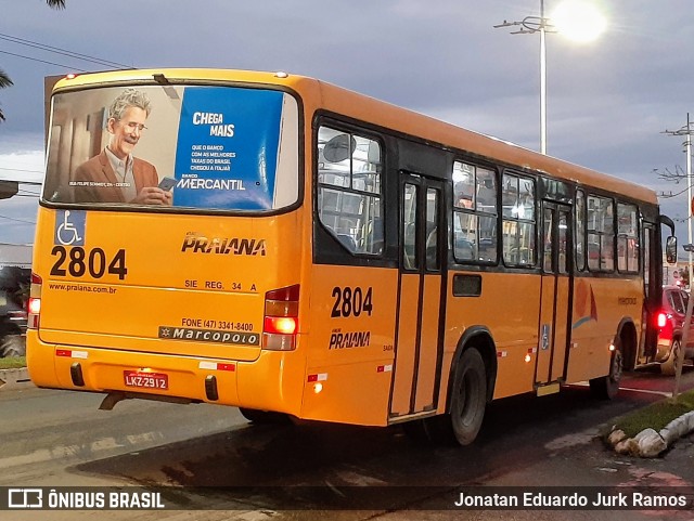 Viação Praiana 2804 na cidade de Itajaí, Santa Catarina, Brasil, por Jonatan Eduardo Jurk Ramos. Número da foto: #13207312.