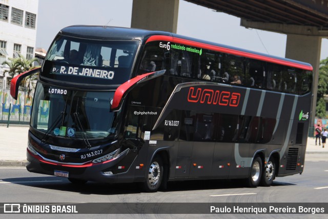 Transportes Única Petrópolis RJ 163.027 na cidade de Rio de Janeiro, Rio de Janeiro, Brasil, por Paulo Henrique Pereira Borges. Número da foto: #13205720.