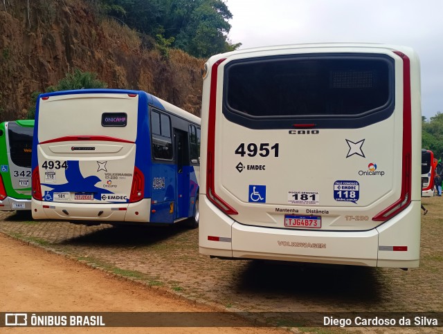Onicamp Transporte Coletivo 4951 na cidade de Campinas, São Paulo, Brasil, por Diego Cardoso da Silva. Número da foto: #13205008.